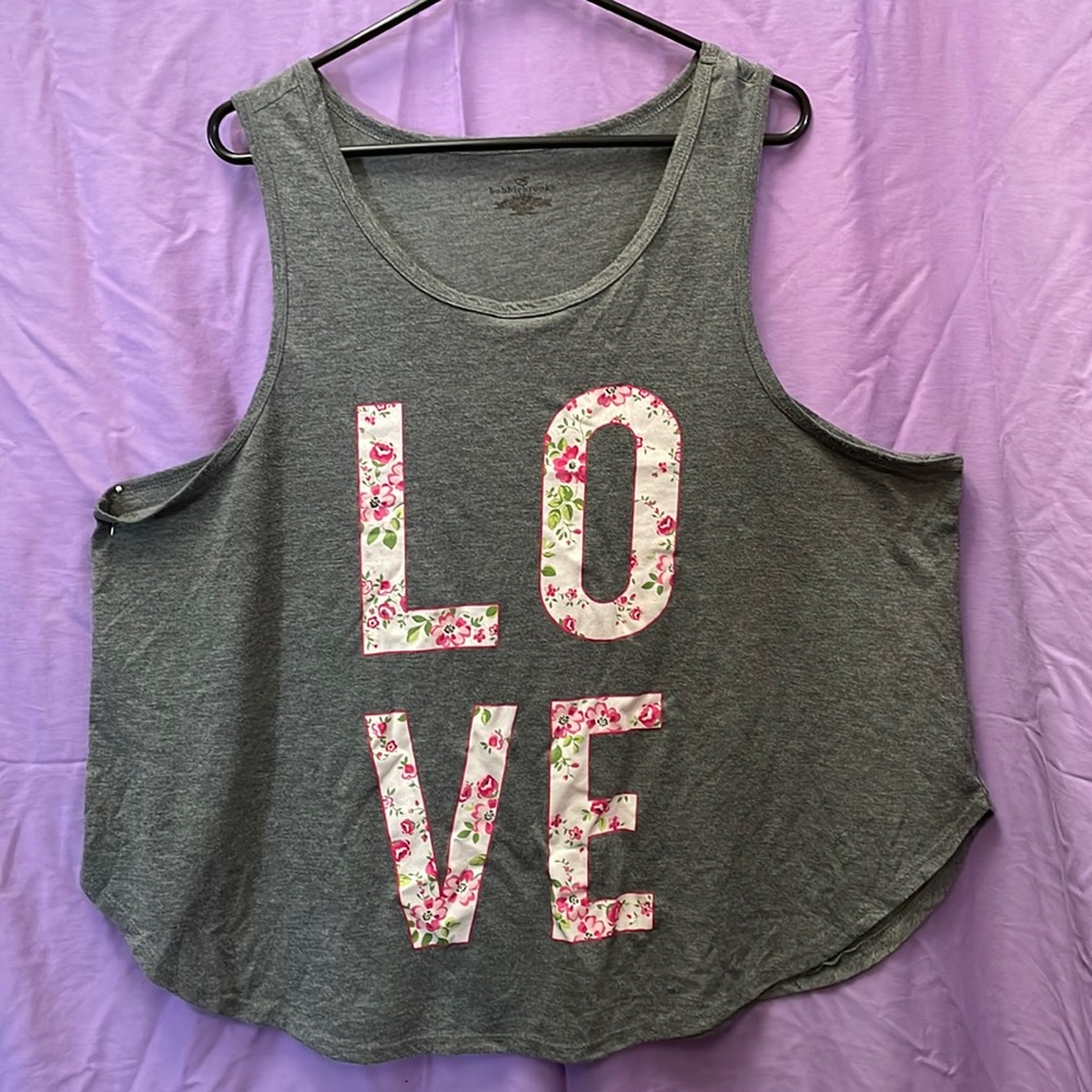 EUC Bobbie Brooks Gray “LOVE” Tank Top, size 3x